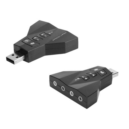 Imagem de Adaptador p/ Placa de Som USB Entrada P2 para Fone e Microfone