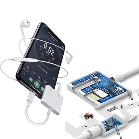 Imagem de Adaptador Para Fone De Ouvido e carregador P2 3.5mm p/ iPhone 5 6s plus 7 8 Xs Xr