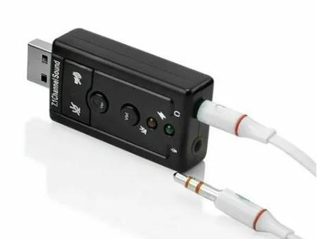 Imagem de Adaptador Placa de som USB 7.1 P2 Fone e Microfone SoundVoice Lite