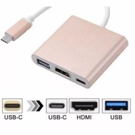 Imagem de Adaptador USB 3.1 Type C Thunderbolt 3.0 X Hdmi USB 3 Tipo C - Tomate