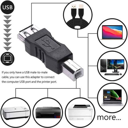 Imagem de Adaptador USB A para B Herfair USB 2.0 A fêmea para USB B macho