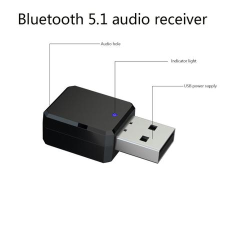Imagem de Adaptador Usb Bluetooth 5.1 Receptor Musica P2 Automotivo