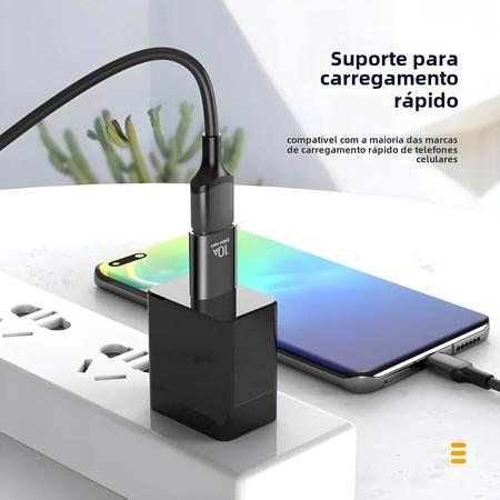 Imagem de Adaptador USB C Macho Para USB 3.0 Fêmea OTG 10A Tipo C Conversor De Cabo Para Transferência De