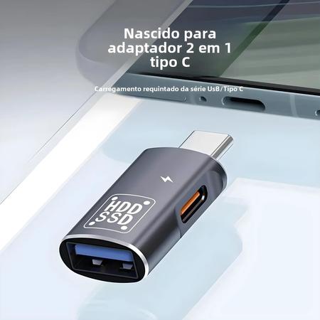 Imagem de Adaptador USB-C OTG para Macbook - Conector USB 2.0 Fêmea - Compatível com Xiaomi, Huawei e Samsung