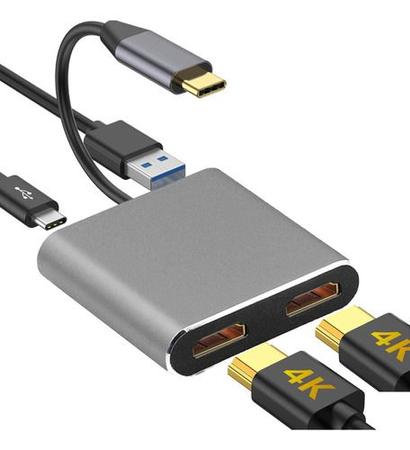 Adaptador Usb C Para Hdmi Thunderbolt Dois Monitores 4k