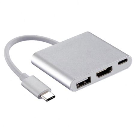 Imagem de Adaptador USB-C para HDMI, USB C e USB A, MD9, Alumínio - 7750