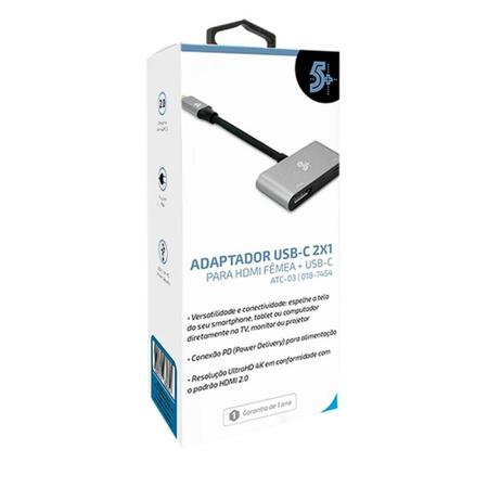 Imagem de Adaptador USB-C x HDMI Fêmea 4k PD 018-7454 Pix