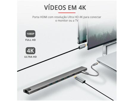 Imagem de Adaptador USB Multiportas 10 em 1 HDMI