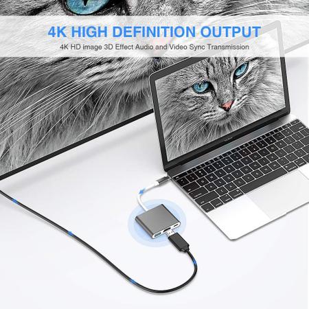 Imagem de Adaptador Usb Tipo C Para Hdmi 4K USB 3.0 PD Compatível com Mac Thunderbolt 3 DEX Android OTG