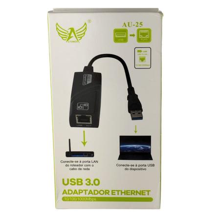 Imagem de Adaptador Usb3.0 Ethernet Rj45 Rede Gigabit 10/100/1000 Cabo