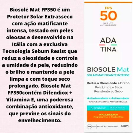 Imagem de Adatina Biosole Mat Protetor Solar Reduz Oleosidade Brilho 