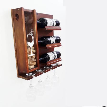 Imagem de Adega De Vinho De Madeira Suporte De Taça De Decoração Barzinho