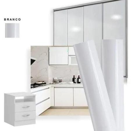 Imagem de Adesivo Branco Brilho Envelopamento Geladeira Móveis 5m x 50cm