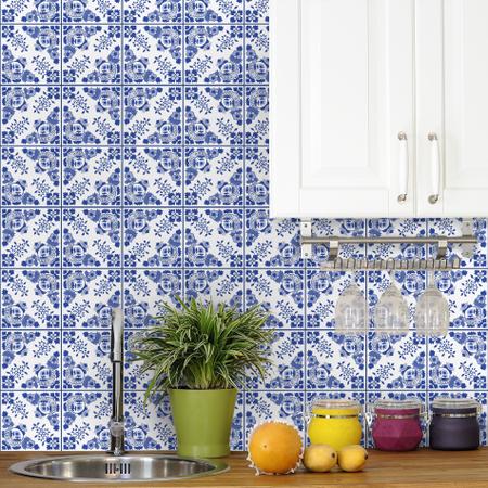Imagem de Adesivo de Azulejo Cozinha Azul Alva 10 x 10cm 100 unidades