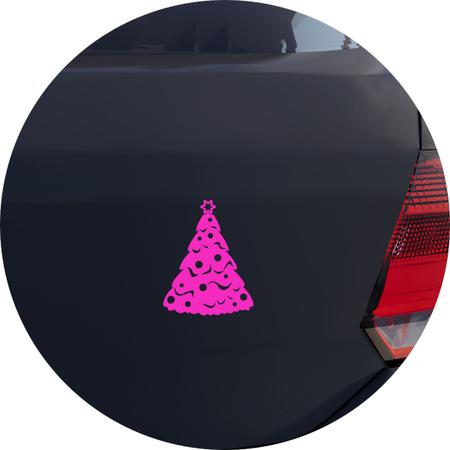 Imagem de Adesivo de Carro Árvore de Natal Enfeitada - Cor Rosa