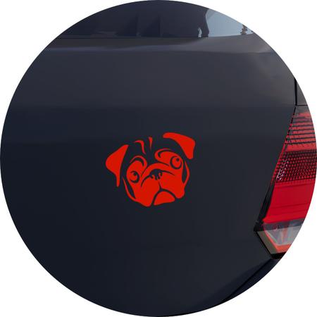 Adesivo de Carro Cachorro Pug - Cor Vermelho - Melhor Adesivo Imagem de Adesivo de Carro Cachorro Pug - Cor Vermelho