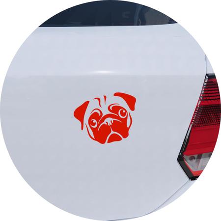 Adesivo de Carro Cachorro Pug - Cor Vermelho - Melhor Adesivo Imagem de Adesivo de Carro Cachorro Pug - Cor Vermelho