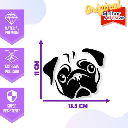 Adesivo de Carro Cachorro Pug Sentado - Cor Verde - Melhor Adesivo Imagem de Adesivo de Carro Cachorro Pug Sentado - Cor Verde