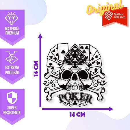 Imagem de Adesivo de Carro Jogo Poker Cartas e Caveira - Cor Azul