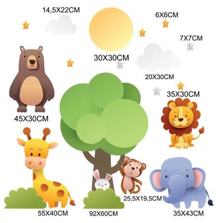 Imagem de Adesivo de Parede Árvore Animais Zoo Infantil