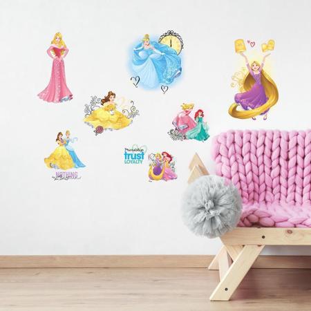 Imagem de Adesivo de parede disney princesas aventuras com glitter