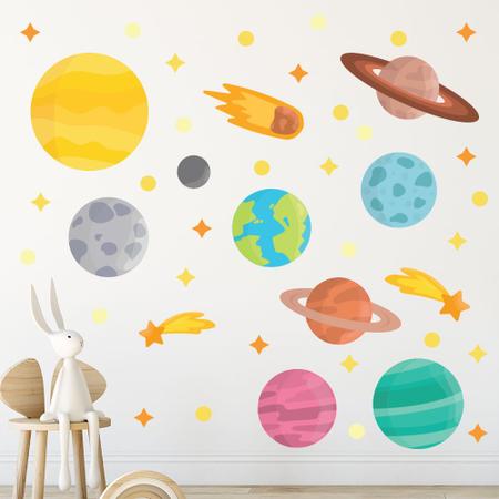 Papel De Parede Espaço Planetas Para Quarto Menina 57X270Cm com o Melhor  Preço é no Zoom