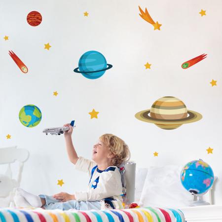 Imagem de Adesivo de Parede Infantil Espaço Sistema Solar