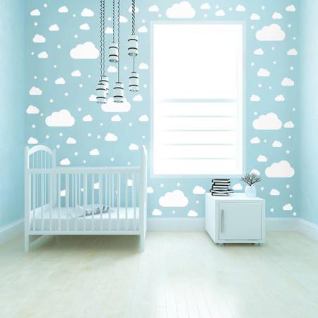 Imagem de Adesivo de Parede Infantil Nuvens Brancas 64un