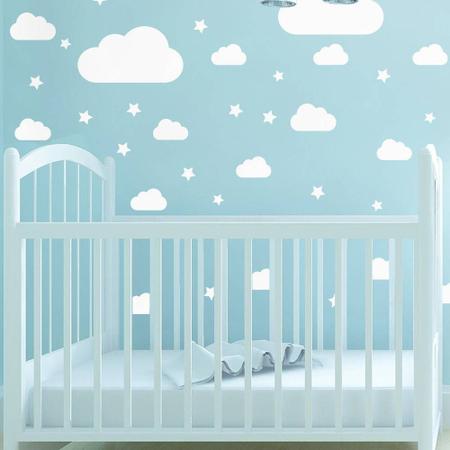 Imagem de Adesivo de Parede Infantil Nuvens Brancas 64un