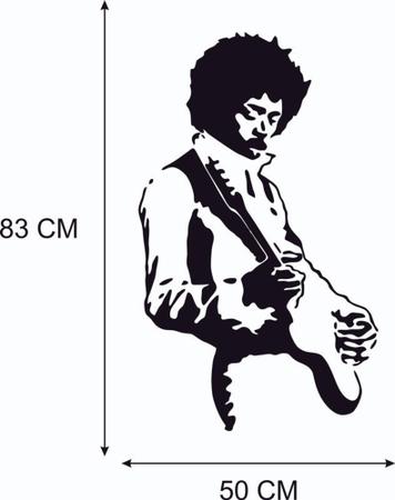 Imagem de Adesivo de Parede Jimi Hendrix Tocando Guitarra Musica