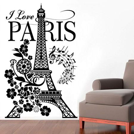 Imagem de Adesivo De Parede Paris Torre Eiffel E Flores-Gig 98X154Cm