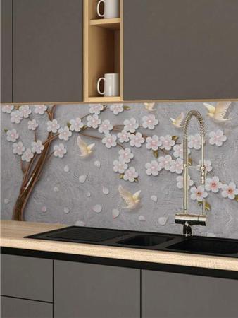 Imagem de Adesivo de parede, quadro adesivo, envelopamento de móveis e objetos, efeito 3D, floral