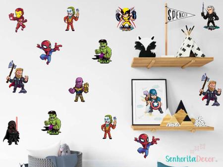 Imagem de adesivo de parede super heróis vingadores miniaturas