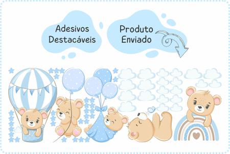 adesivo de parede ursinho balão e arco íris bexigas - Adesivos Kigrude Imagem de adesivo de parede ursinho balão e arco íris bexigas