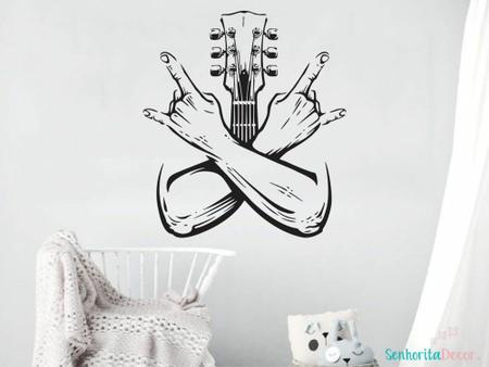 Imagem de adesivo de parede violão músicos som guitarra