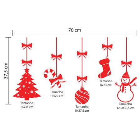 Imagem de Adesivo de Porta Decoração Natal Árvore e Enfeites