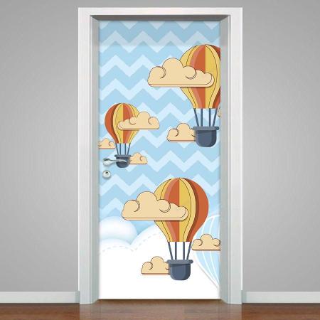 Adesivo De Porta Infantil Balões Com Céu Chevron 215X80Cm - Mix Adesivos Imagem de Adesivo De Porta Infantil Balões Com Céu Chevron 215X80Cm