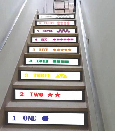 Adesivo Decorativo Escada De Escolas Números Em Inglês - Colakoala
