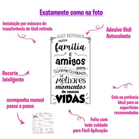 Imagem de Adesivo Decorativo Frase Motivação Reunir Família 0,60x 1,02 m