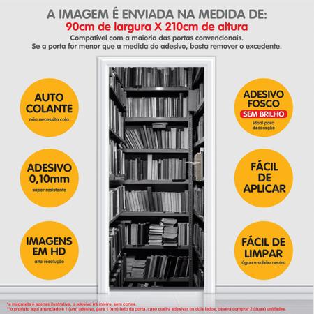 Imagem de Adesivo Decorativo Porta Estante De Livros Biblioteca Cinza