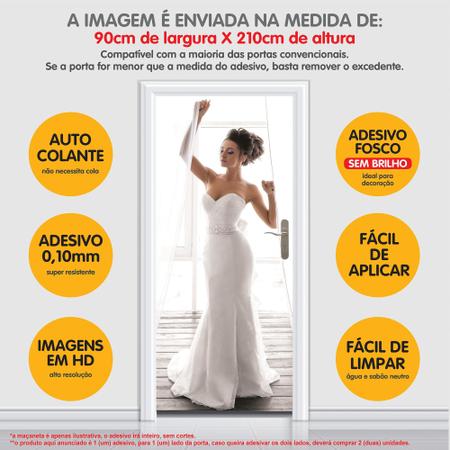 Imagem de Adesivo Decorativo Porta Salão Beleza Noiva Vestido Branco