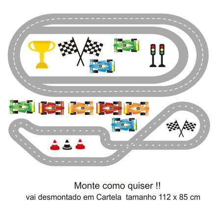 Adesivo de Parede Infantil Autocolante Carrinhos Coloridos - pista carros