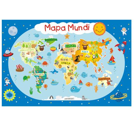 Imagem de Adesivo Infantil Papel Parede Mapa Mundi Zoo Gigante 6m² M04