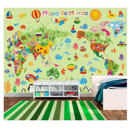 Imagem de Adesivo Infantil Quarto Mapa Mundi Gigante Papel Parede M14