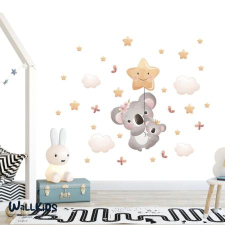 Imagem de Adesivo kit infantil coala mamãe e bebê estrelas