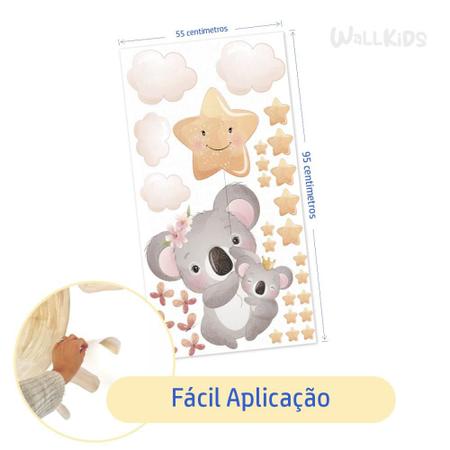 Imagem de Adesivo kit infantil coala mamãe e bebê estrelas