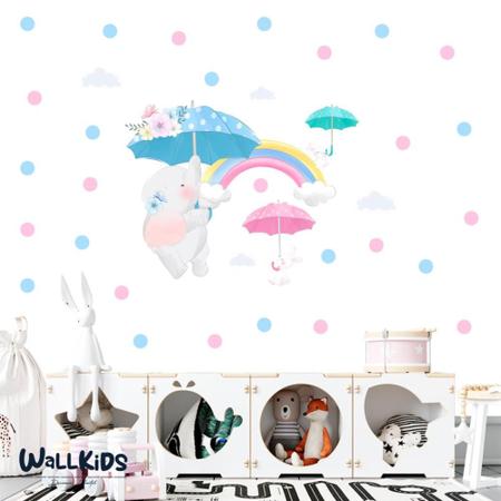 Imagem de Adesivo kit infantil elefante coelho guarda-chuvas