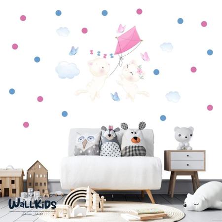 Adesivo kit infantil gatinhos fofos pipa rosa - Conspecto Imagem de Adesivo kit infantil gatinhos fofos pipa rosa