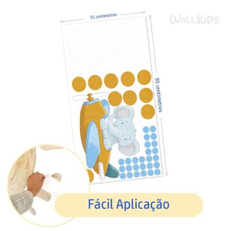 Adesivo Kit Infantil menina menino elefante avião nuvem - Conspecto Imagem de Adesivo Kit Infantil menina menino elefante avião nuvem