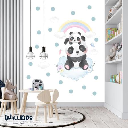 Imagem de Adesivo kit infantil panda arco-íris papai e bebê